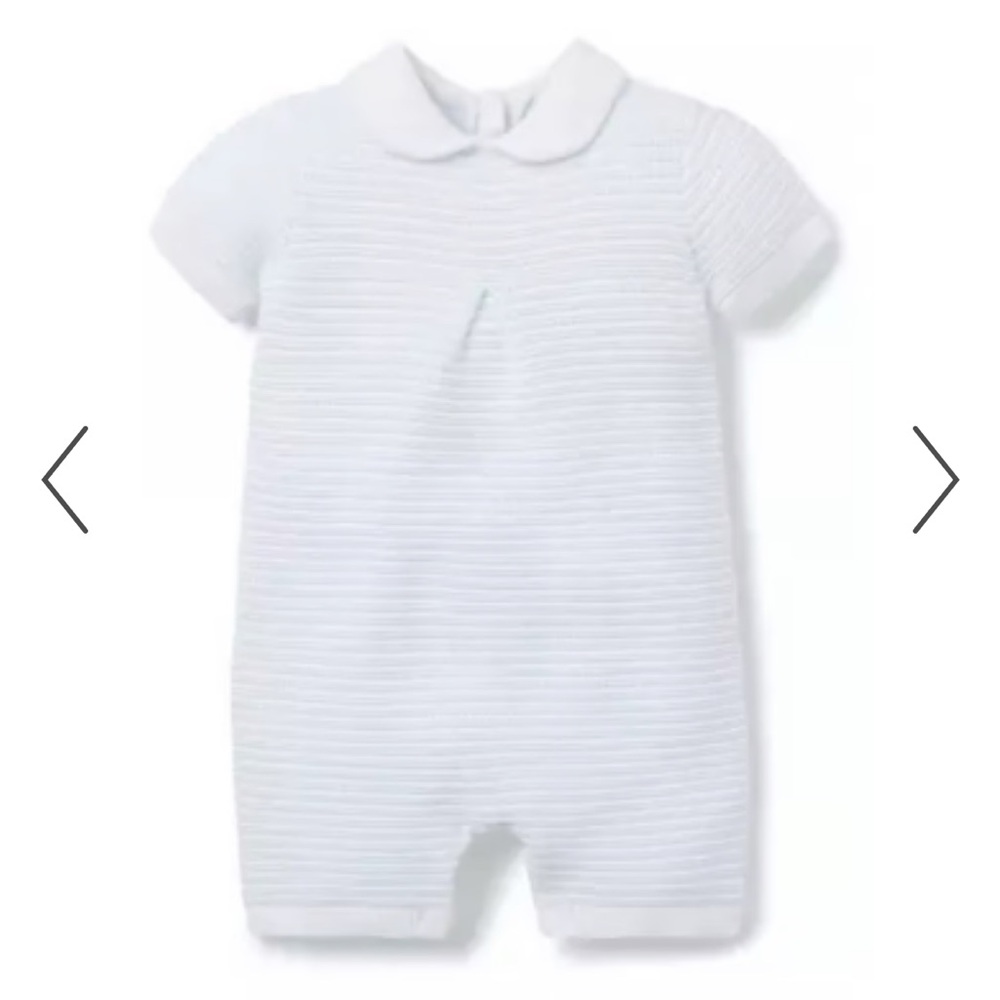 Janie and Jack 3-6 months white baby blue striped collar romper knit sweater boy
